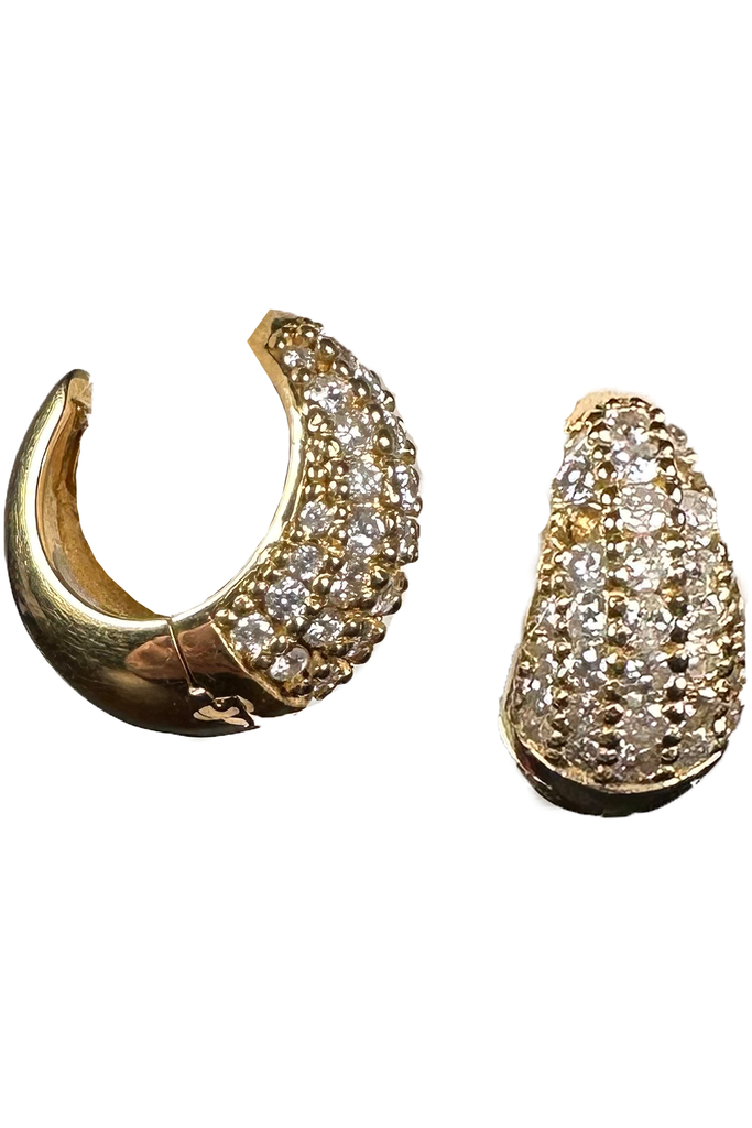 FC Creations Earrings 14K Gold Pave Diamond Huggies  1.80 Carats | Yellow Gold
