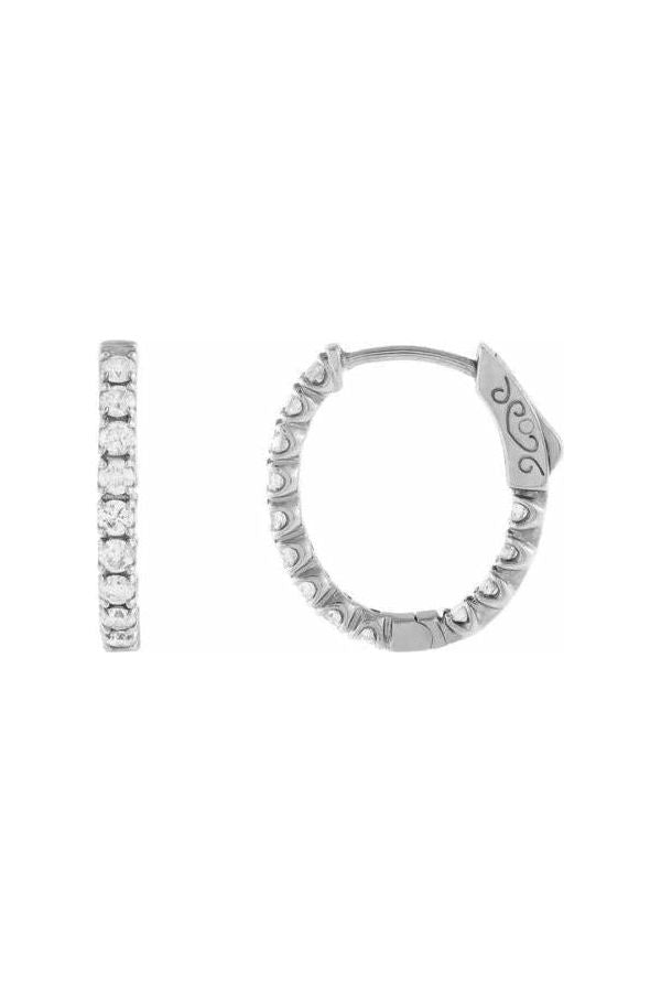 FC Creations Earrings 14K Gold Oval Diamond Hoops | White Gold 1.42 Carats