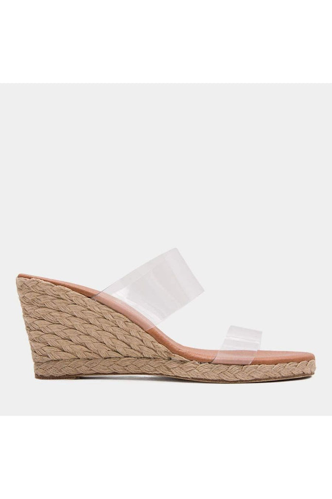 André Assous Anfisa Clear Vinyl Double Band Slide Wedge Espadrilles | Clear