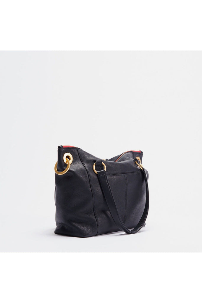Hammitt Daniel Medium Tote Bag 7621 | Black/Brushed Gold Red Zip
