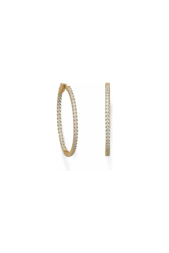 FC Creations Earrings 14K Gold Round Inside Outside Diamond Hoops | Yellow Gold 4.50 Carats