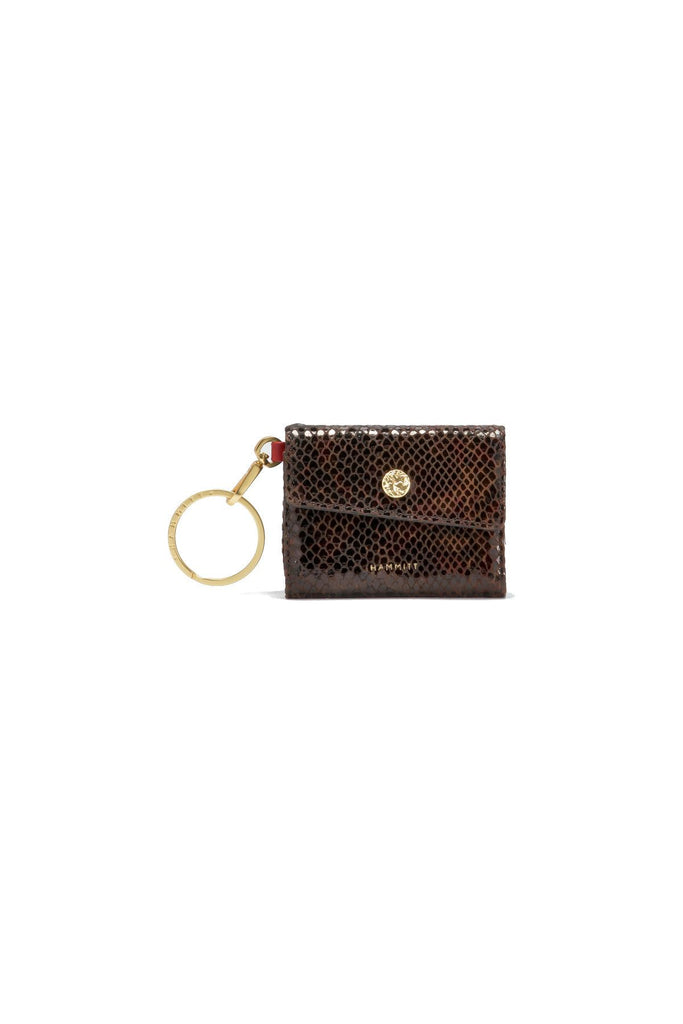 Hammitt Royce Key Wallet 16612 | Painted Rattle/Brushed Hammered Gold Red Zip