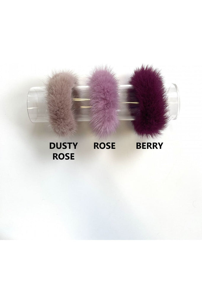 Linda Richards Mink Hair Scrunchie HT-04 | Assorted Colors Dusty Rose, Rose, Berry