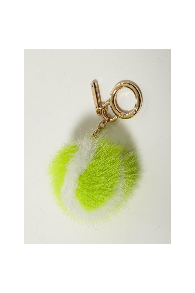 Linda Richards Genuine Mink Tennis Ball Keychain KY-003 | Kiwi Green